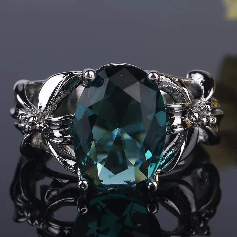 Женское кольцо из серебра 925 пробы с зеленым камнем|wedding band ring|ring for women 925band ring |