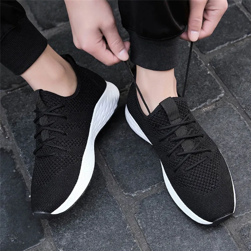 Мужские кроссовки для бега 2018 Нескользящие Мягкие сетчатые мужские на шнуровке