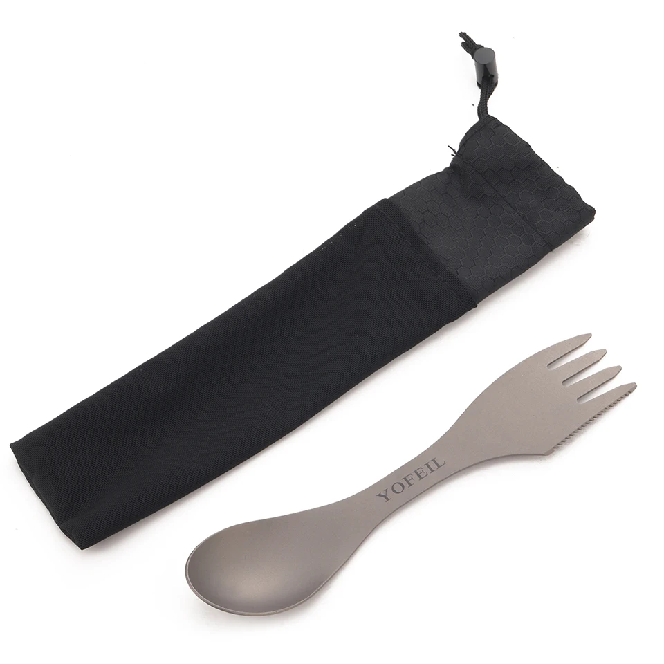 Кемпинг Titanium Ложка Вилка Три в одном Сверхлегкий Посуда Открытый Spork Туризм