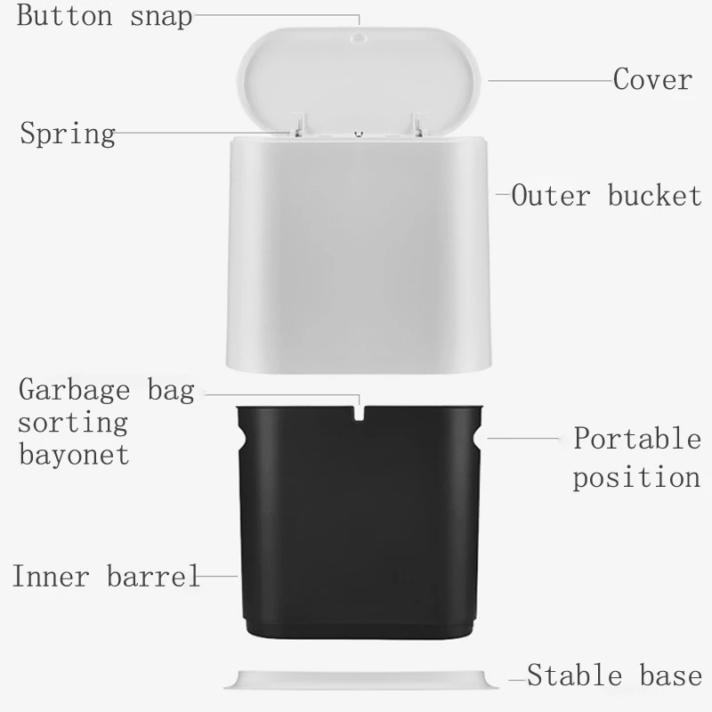

Japanese Style Pressing Dustbin Creative Household Livingroom Toilet Compressed Classified Trash Cans Covered Sanitary Buckets