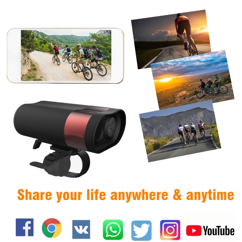 USB HD велосипедный DVR светильник 1080P 30fps Wi Fi экшн Камера передняя фара для