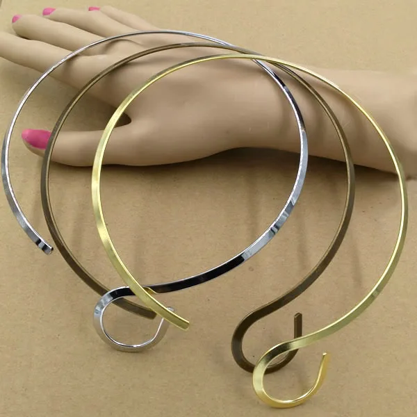 Open Wire Choker Necklaces Circle Torques for Women Lady Collar Chokers Metal Brass European Charms Findings Bulk Multi-color | Украшения и