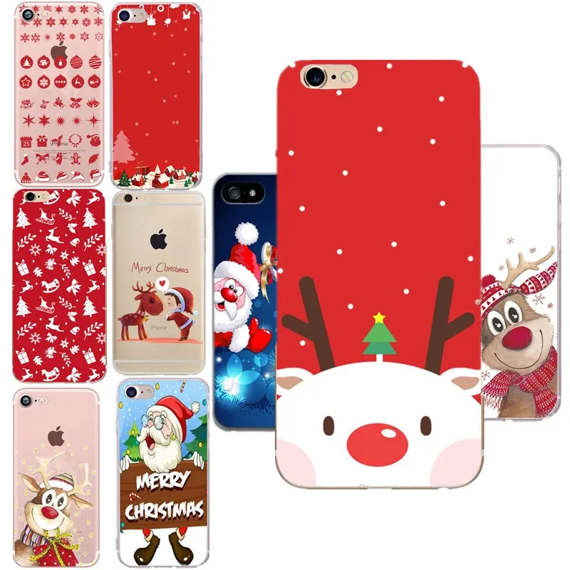 Силиконовые Рождественский лось чехол для 7 Coque мягкий ТПУ ipone 6S CapinhaNew год iPhone E 5 8