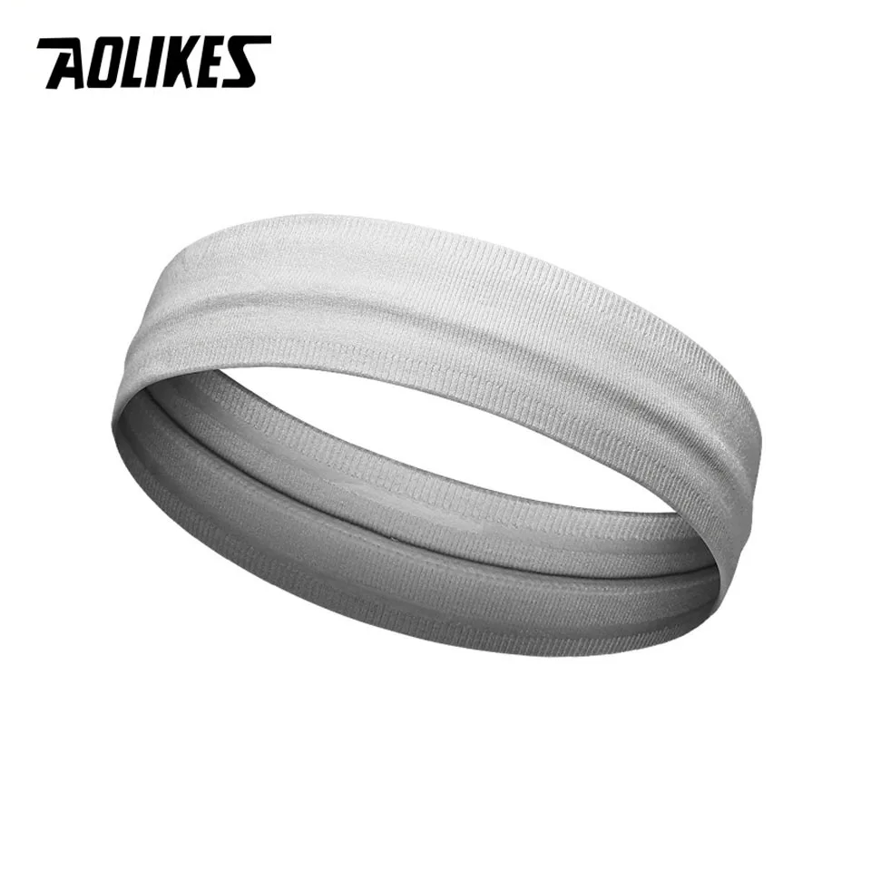 Grey AOLIKES спортивная повязка на голову для мужчин и женщин, повязка на голову для мужчин и женщин, повязка на голову для бега, футбола, повязка на голову, нескользящая эластичная повязка на голову - Цвет: Grey