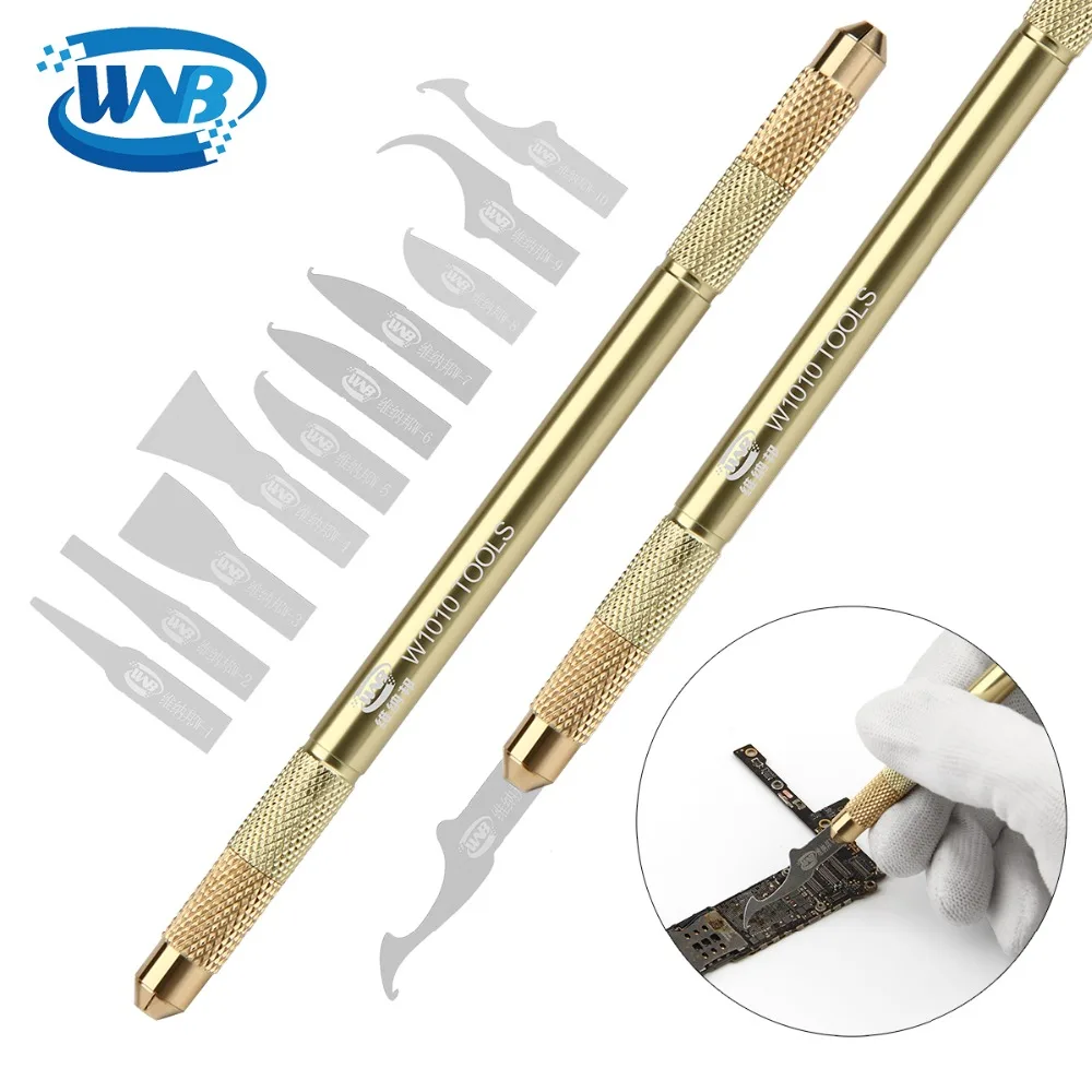 

WNB 10 Blades Craft Artwork Non-Slip Cutter CPU A8 A9 A10 Motherboard Burin Phone Processors IC Chip PCB Repair Knife Tools Kit
