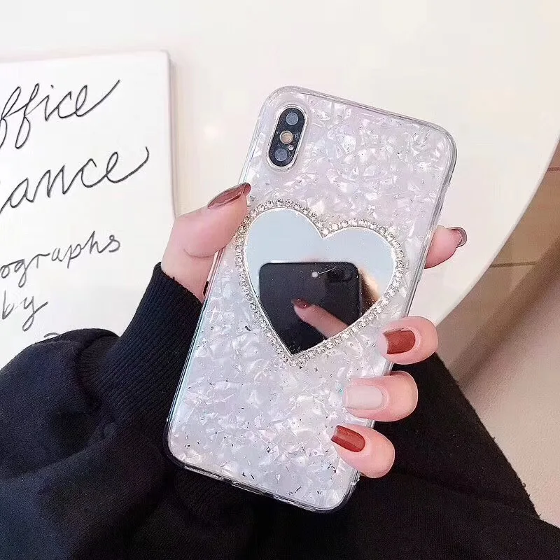 Fashion Mirror Case Conch Shell For iPhone X XS XR MAX White Pearl Soft TPU Phone Coque for Iphone 7 8 6 6S Plus Funda |