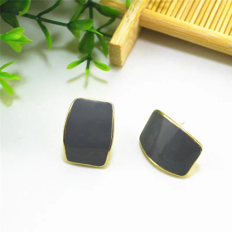 gray ear clip ENZE новые сплав квадратный зеленый белый коричневый эмаль женские серьги ретро модные вечерние мужские аксессуары для пар - Окраска металла: gray ear clip