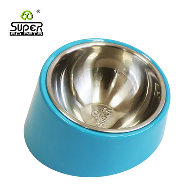 Ограниченная Gamelle Chien хомяк Comedero Perro супер плоское лицо короткие ноги защита шеи миска для домашних животных принадлежности для кошек и собак наклон - Цвет: Синий