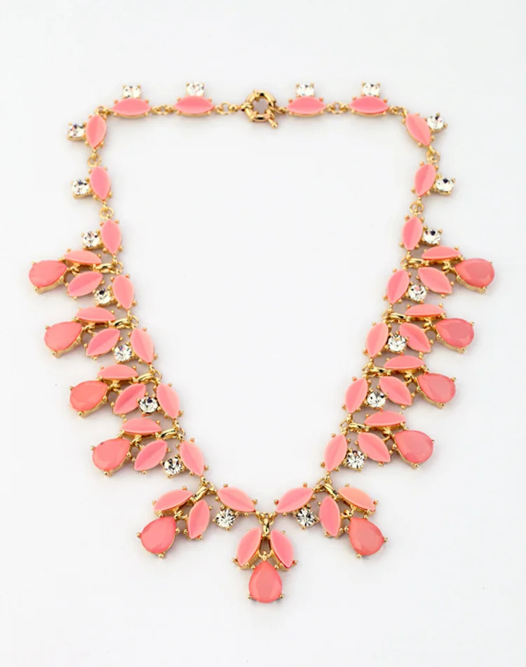 Женское акриловое ожерелье с кулоном зеленое и розовое недорогая бижутерия 2016 -