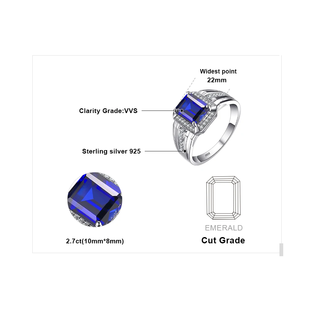 Jewelrypalace Роскошные 4.6ct создан Синий Сапфир свадьбы и Обручение кольцо для Для