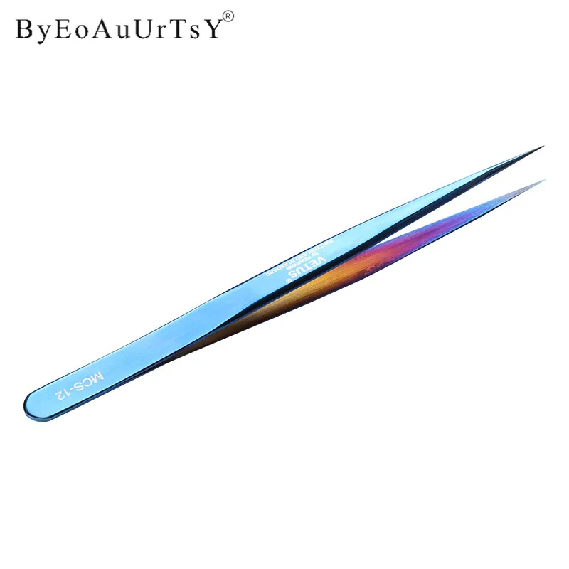 12-blue-1pcs 1 шт./компл. шт Прямые и Изогнутые пинцет с кончиком Ниппер для наращивания ресниц из нержавеющей стали накладные ресницы - Handle Color: 12-blue-1pcs