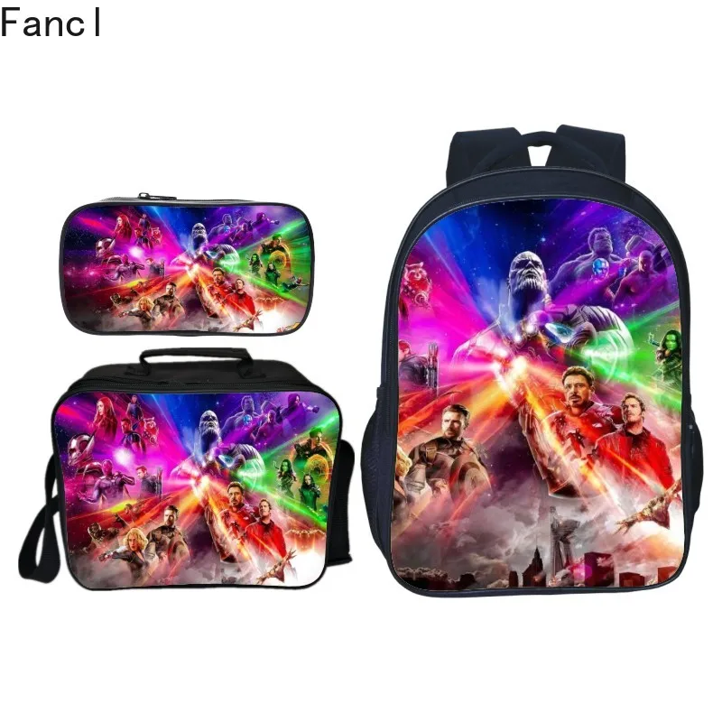 New 3Pcs/Set Hot Sale Printing Cartoon Avengers Kids Baby School Bags Backpack Hero Children Schoolbag for Boy Bookbag |