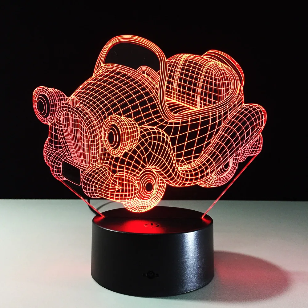 Качающийся автомобиль 7 цветов лампа 3d визуальные Светодиодные ночные огни для