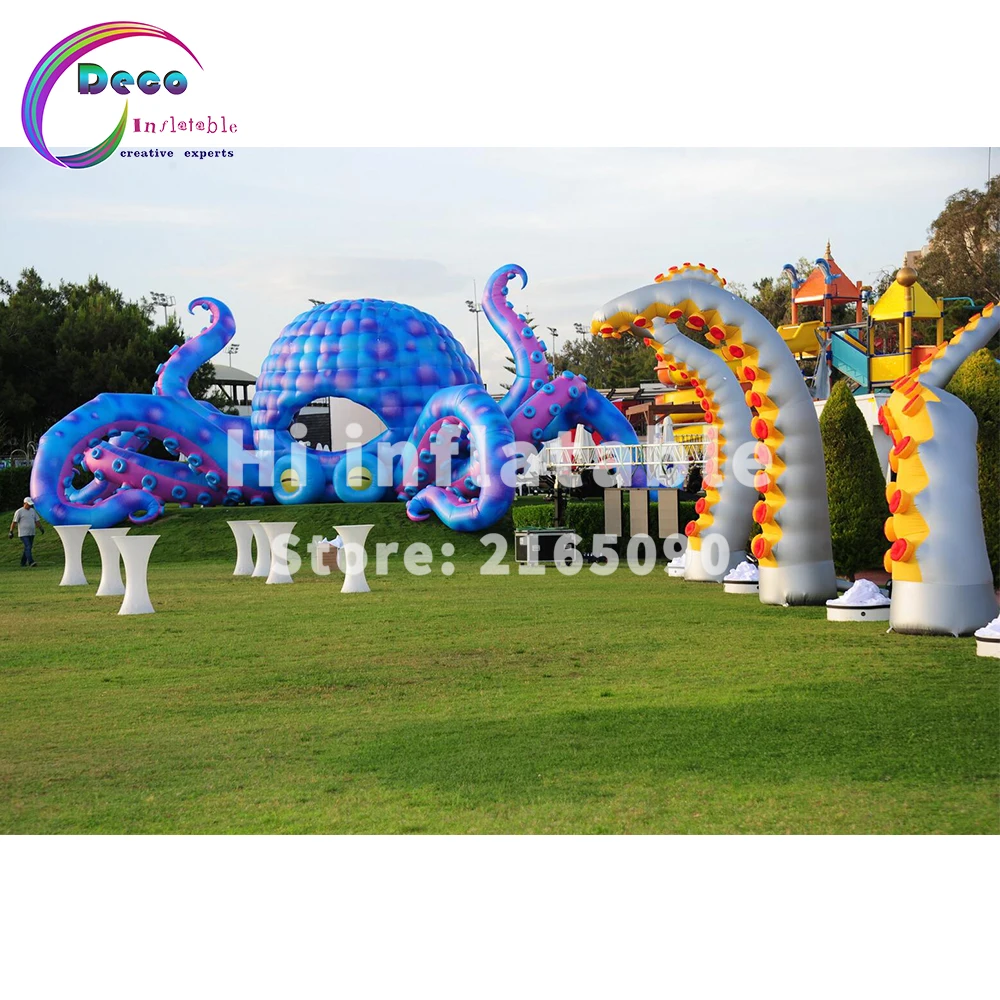 Гигантский серебристый Декоративный Надувной тентик осьминог 5 м|Воздушные шары