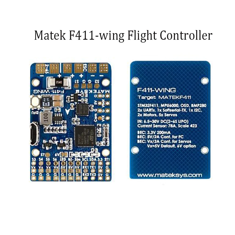 Контроллер полета Matek F411 WING STM32F411 с INAV OSD MPU6000 BMP280 поддержка летающего крыла