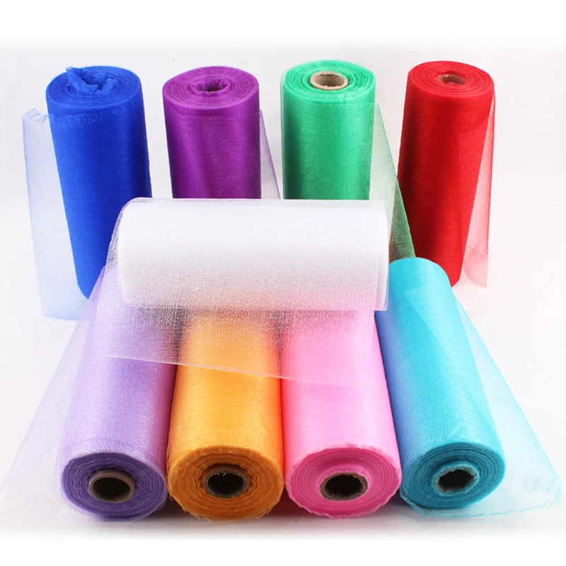 HAOCHU 10M*20CM Sheer Crystal Organza Fabric For Wedding Decoration Birthday Decor Tulle Roll TUTU Skirt Event Party | Дом и сад