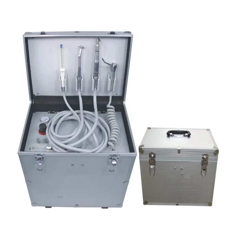 Economici 410W 65L/min Flusso Di Aria Unità Dentale Portatile Con Alta E Bassa Velocità Manipolo Tubo, Three Way Siringa E Senza Lubrificazione Compressore D'aria