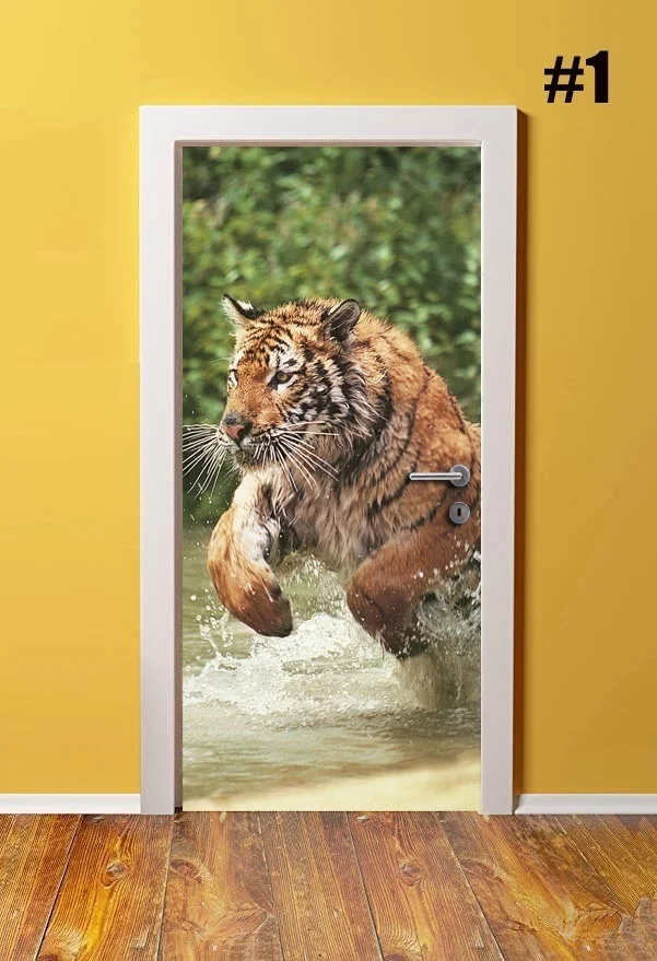 Самоклеющиеся Diy художественные наклейки, животные, тигр, 3D, украшение для дома, двери, ремонт, ПВХ обои для гостиной, принт, картина - Color: YXCV2056-01