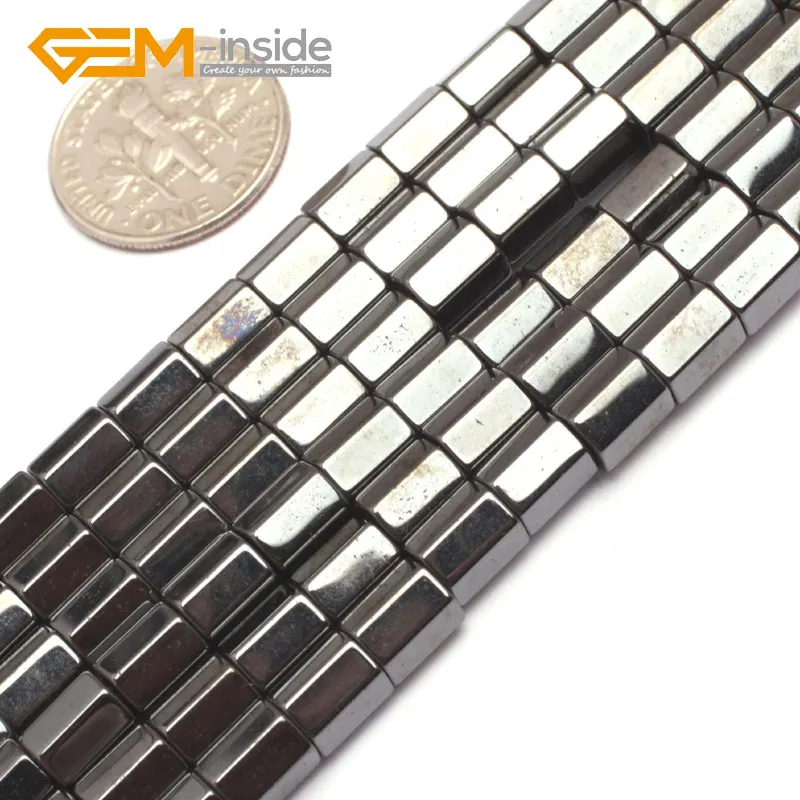 6mm magnetic Натуральная колонна трубки без магнитного черного и синего цвета с металлическим покрытием отражения гематит бусины для изготовления ювелирных изделий нить 15" - Цвет: 6mm magnetic