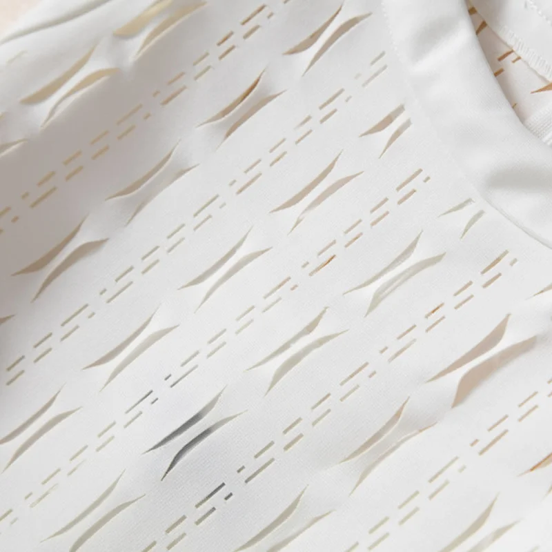 

New Solid Women White Cutwork Dress Fashion Sleeve Mini Casual Dresses F6509