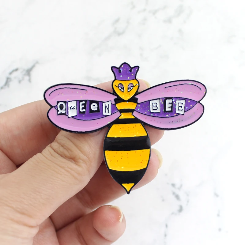Эмалированная брошь Queen Bee значок на воротник рубашки с индустриальными пчелами и