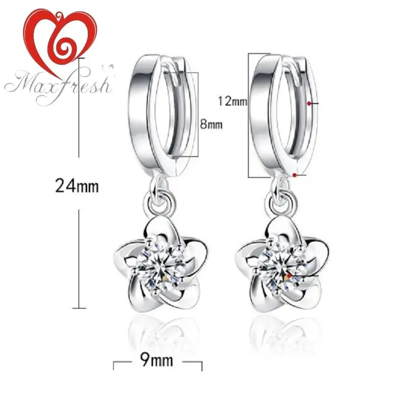 Maxfresh цветочным узором 925 серебро циркон серьги для женщин ювелирные изделия