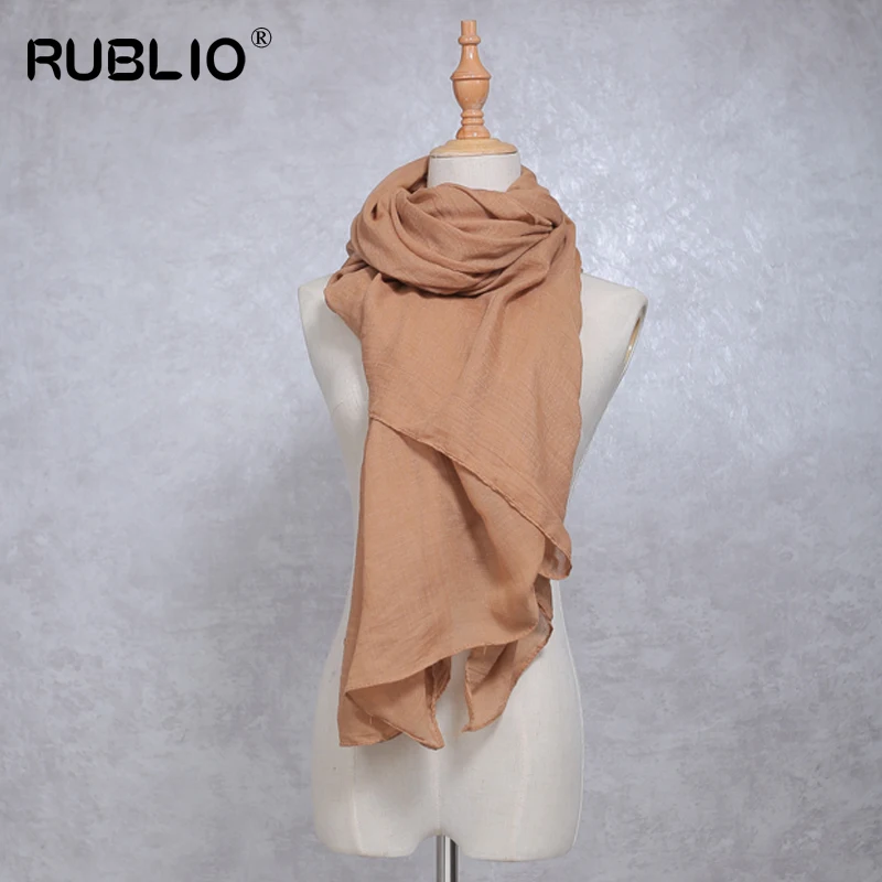 Rublio 2017 женские шарфы мягкая сплошной хиджабы длинную голову шарф двусторонний
