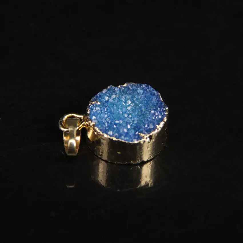 5 шт./лот подвеска из натуральной кварцевой геодовой круглой плиты с золотистыми