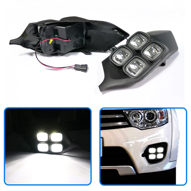 2 шт. супер яркий дневной ходовой свет DRL лампа для Mitsubishi Pajero Sport 2015 2016 4 глаза ABS +