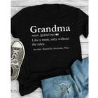 Бабушка как мама черная футболка лето эстетическое в Tumblr битник гранж смешные футболки Повседневное графические Саркастические поговорки Футболки-топы