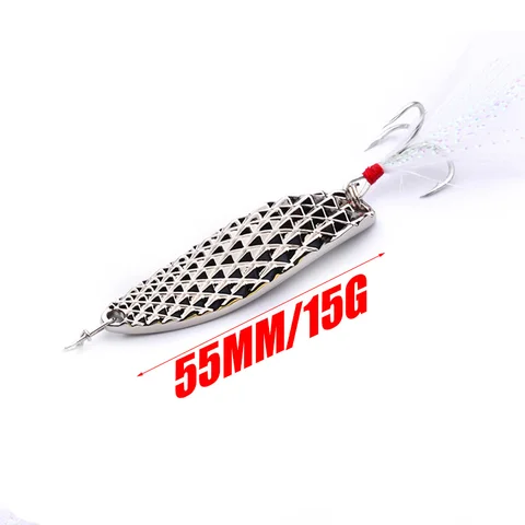 1PCS Spinner de metal Spoon Lures de pesca 7g 10g 15g de isca artificial de prata dourada com penhas de truta truta pique tackle bass tackle