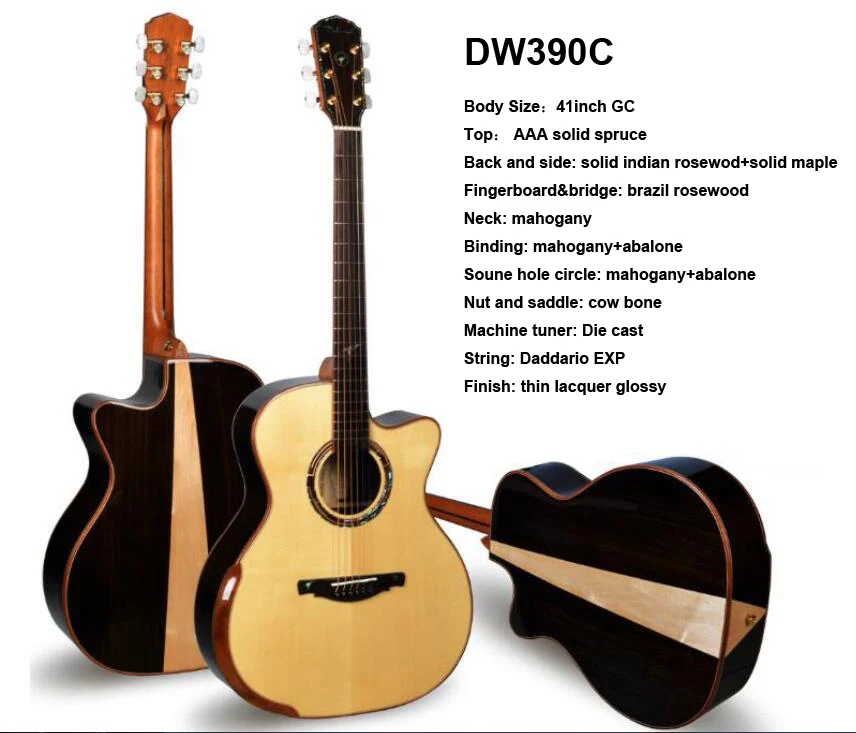 Dadarwood DW полный твердой древесины акустическая гитара ручная сборка гитары ra