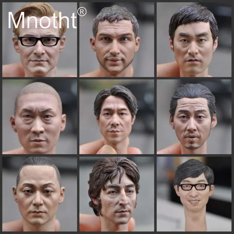 

Mnotht for 12inch Action Figure Toys Collection KM18 Head Sculpt 1:6 Scale Male Soldier Head Carving Asia Men Star Resin Model