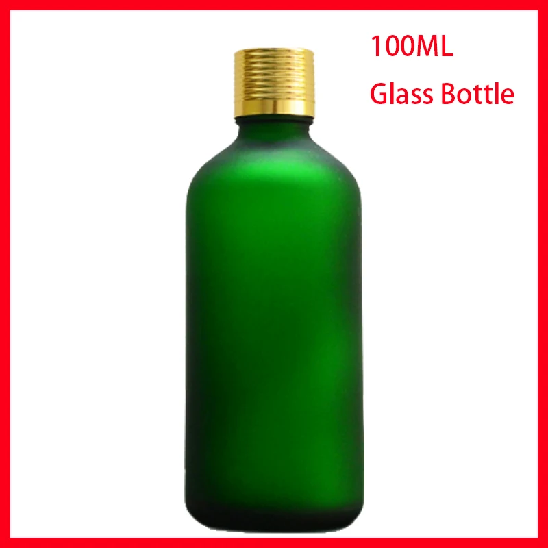 

100ML Green Frosted Glass Essential oil Bottle With gold Screw Cap Women's Personal Skin Care Empty cosmetic container