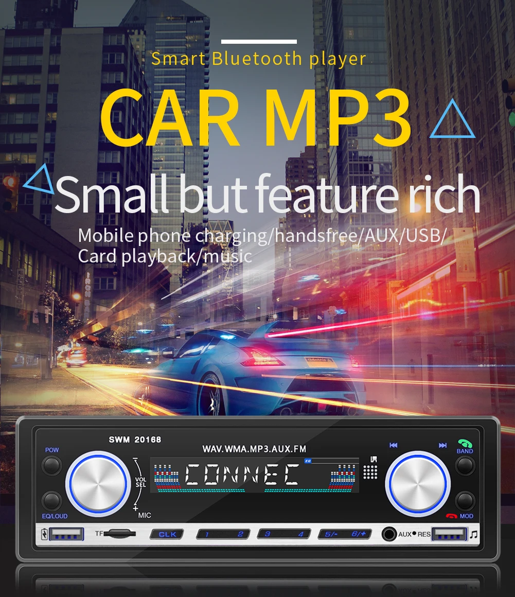 SWM автомобильный mp3-плеер Быстрая зарядка мультимедиа автостерео радио Coche Sd Mic Fm Bluetooth Dual Usb автомобильный аудио стерео радио Авторадио