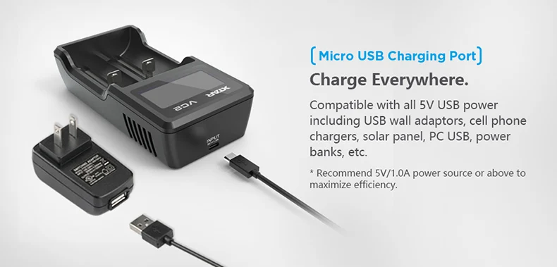 XTAR 18650 зарядное устройство/VC2 VC4 lcd USB зарядное устройство/QC3.0 Быстрая зарядка VC4S SC2/VC2S PB2 18650 зарядное устройство