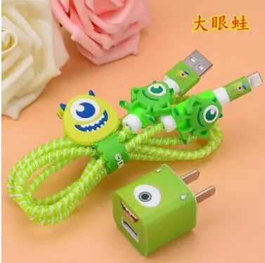 style 15 Микки и Минни USB кабель наушники протектор набор с кабелем Стикеры для намотки Спиральный шнур протектор для iphone 5 6 6s 7plus - Цвет: style 15
