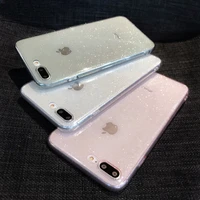 glitter sparkly transparent soft tpu silicone case cover skin for iphone 7 8 plus plain cases for 6 6s x xr xs max 11 pro max