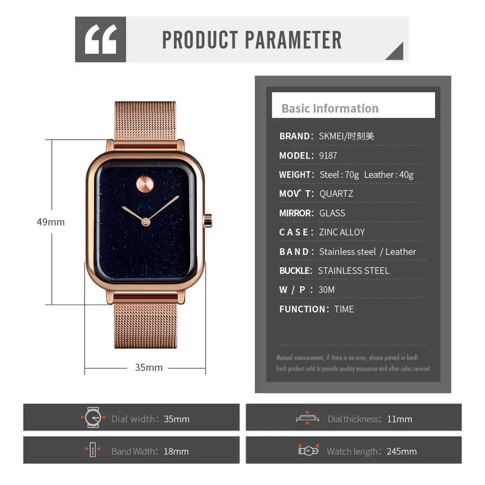SKMEI Fashion Casual Watch Men Quartz Wristwatches 30M Waterproof Luxury Women Quartz Watches relogio masculino 9187