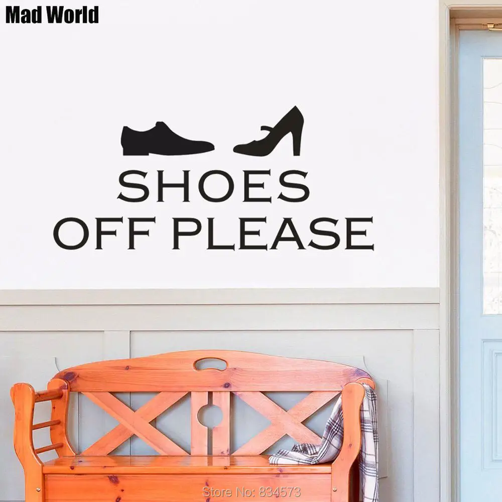 Наклейки на стену Mad World Shoes Off художественная стена с цитатой наклейки для дома