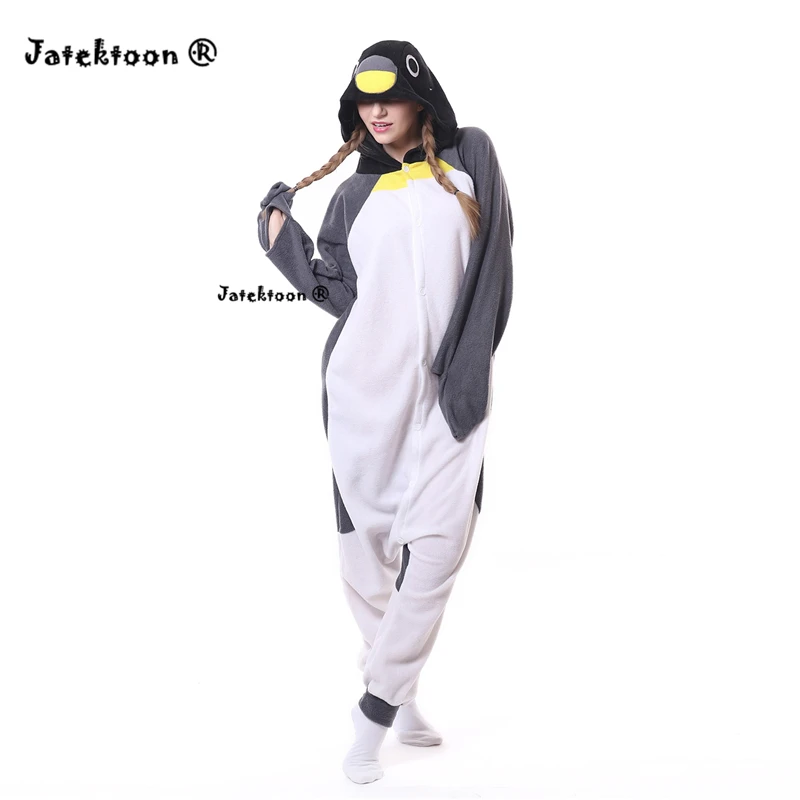 Cute New Winter Anime Pajamas Adult Animal Grey Penguin With Gloves Cosplay Sleepwear Costume Unisex Nightwear |