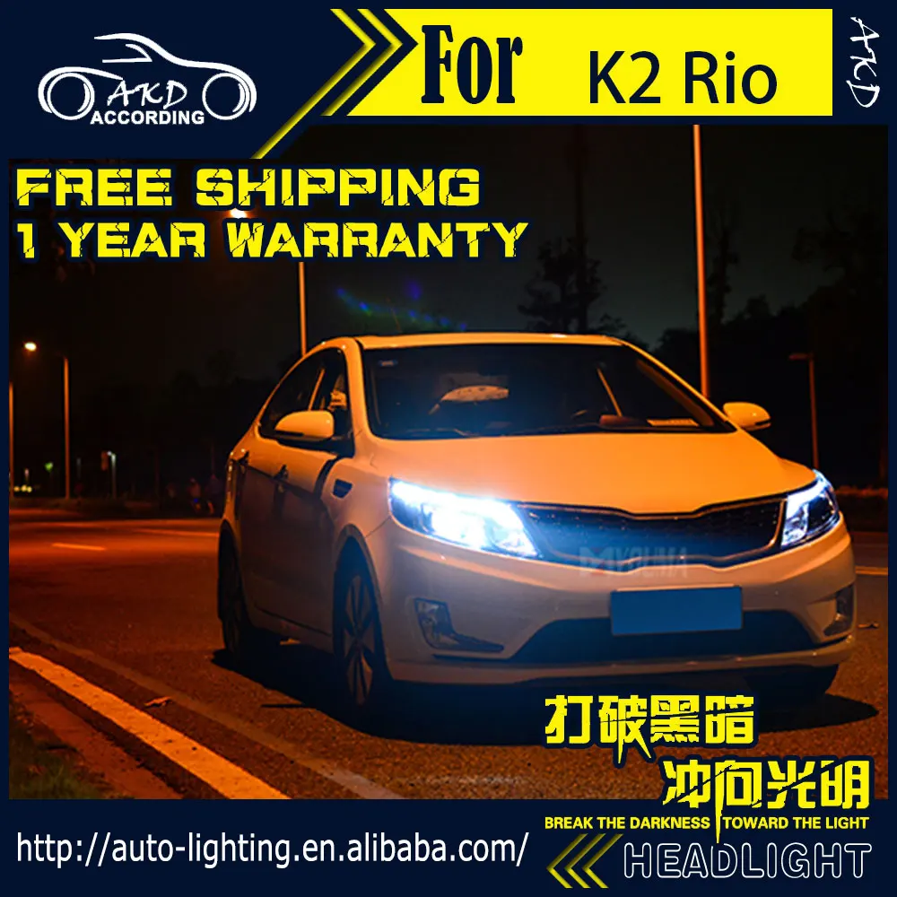 AKD автомобильный Стайлинг Головной фонарь для Kia K2 фары 2011- Rio светодиодный фонарь светодиодный DRL H7 D2H Hid вариант Ангел глаз биксеноновый луч