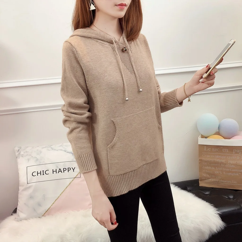 2019 Promotion Poncho Jumper Shirt Sweater Autumn Dress Fund Even Hat New Pattern Student Easy Long Sleeve Loose Coat Winter | Женская