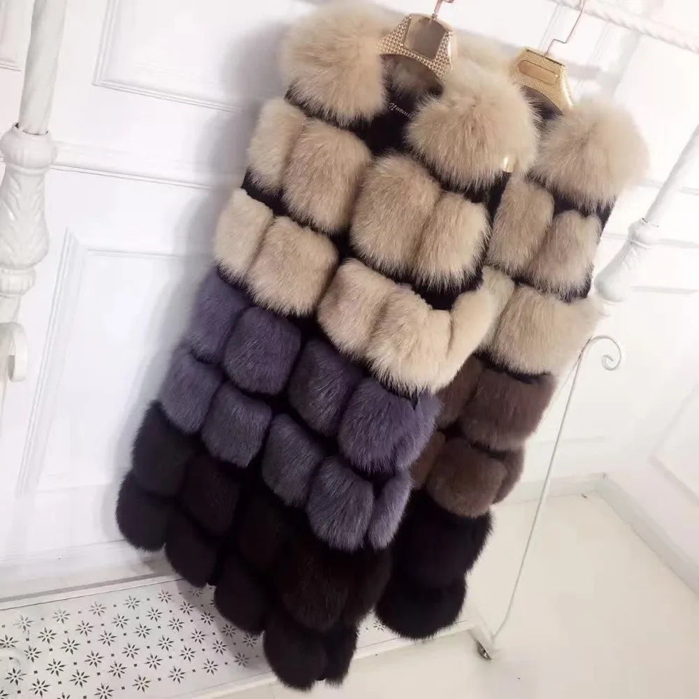 Женское осенне-зимнее новое пальто из искусственного лисьего меха жилет длинный