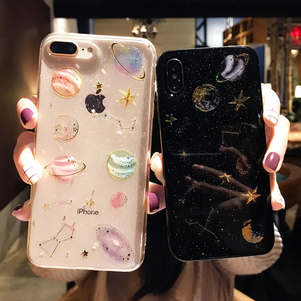 Чехол для телефона Space Planet чехол iPhone X 8 7 Plus прозрачная Мягкая силиконовая задняя