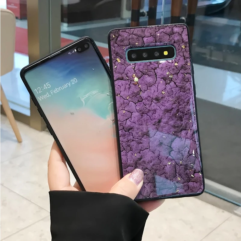 Роскошный Мраморный чехол для Samsung galaxy S10 Lite S8 S9 Plus S7 edge Note 8 9 j6 j7 j8 золотое покрытие