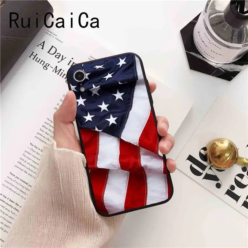 Ruicaica американский флаг США мягкий черный чехол для телефона iPhone 5 5Sx 6 7 plus 8 Plus X XS MAX
