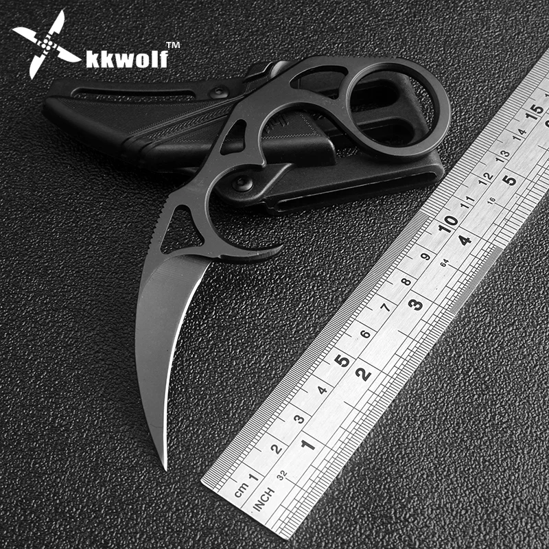 Тактический карманный нож KKWOLF черный 7CR17 из нержавеющей стали с фиксированным