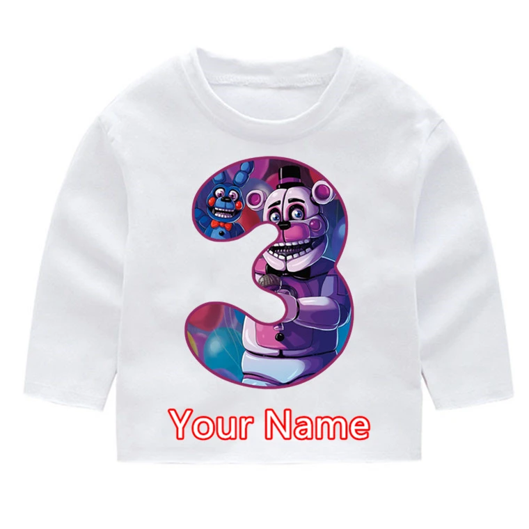 Детские хлопковые футболки с длинными рукавами принтом пять ночей Фредди FNAF