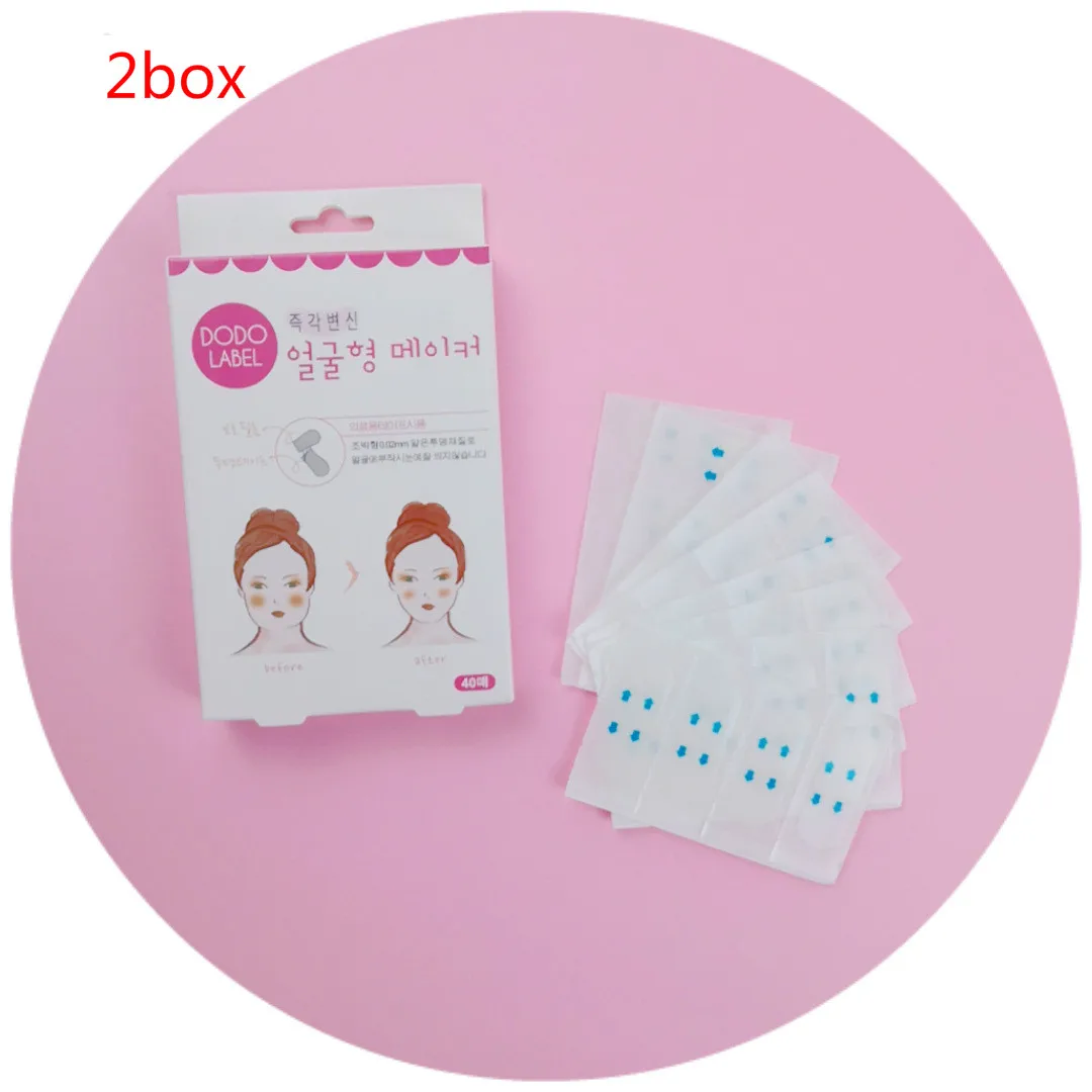 80PCS 40/80 шт. уход за кожей лица V утягивающий уход за лицом наклейка для похудения Поднимите Стикеры подтяжка уменьшить двойной для лица и подбородка маска для лица прореживание подтяжки лица Лента - Цвет: 80PCS